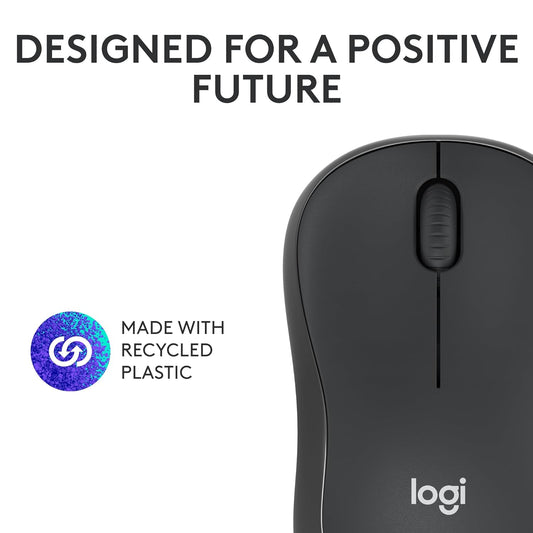 Logitech M240 Silent Bluetooth Mouse, Wireless, Compact, Portable, Smooth Tracking, 18-Month Battery, for Windows, macOS, ChromeOS, Compatible with PC, Mac, Laptop, Tablets - Graphite