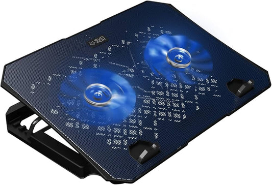 EvoFox Frost Laptop Cooling Pad with 1000 RPM 2X Silent Fans, 5 Adjustable Angles, LED Lights,